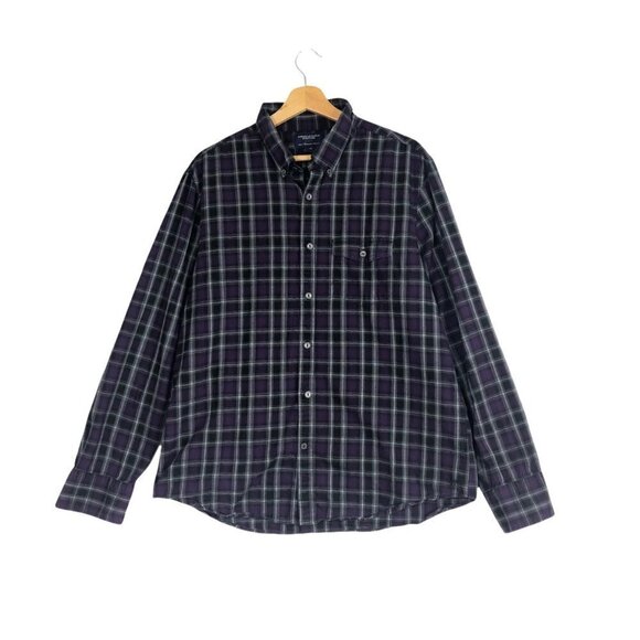 American Eagle Men's Purple Plaid Slim Fit Long Sleeve Button Down Shirt size XL - Picture 1 of 5